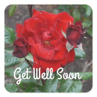 Get Well Soon Crimson Bouquet Rose #1 Stickers