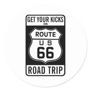 Get Your Kicks On Route 66 Classic Round Sticker