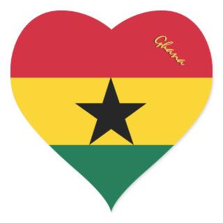 Ghana Heart Sticker, Patriotic Ghanaian Flag Heart Sticker