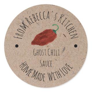 Ghost Chili Homemade Hot Sauce Kraft Paper  Classic Round Sticker