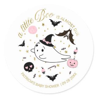Ghost Little Boo Halloween Girl Baby Shower Classic Round Sticker