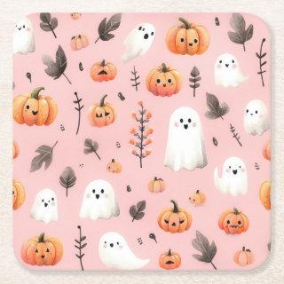 Ghost pink Helloween   Sheets Square Paper Coaster