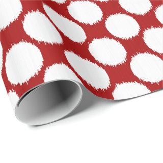Giant Ikat Dots, white dots on deep red