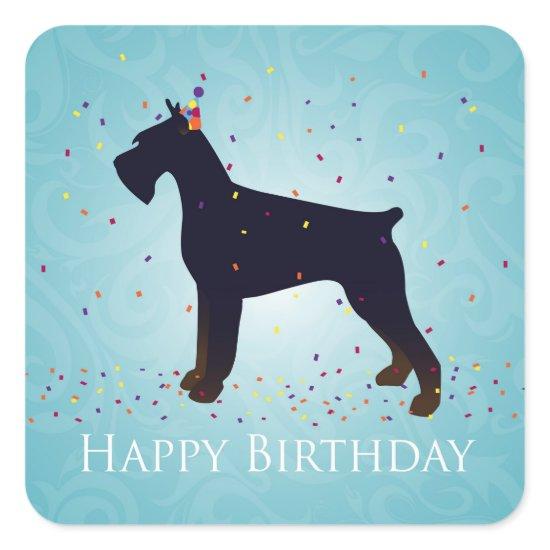 Giant Schnauzer Happy Birthday Design Square Sticker
