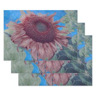 Giant Sunflower Rustic Country Pink Blue Decoupage  Sheets