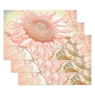 Giant Sunflower Vintage Pastel Pink Art Decoupage  Sheets