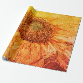 Giant Sunflower Yellow Vintage Grunge Decoupage