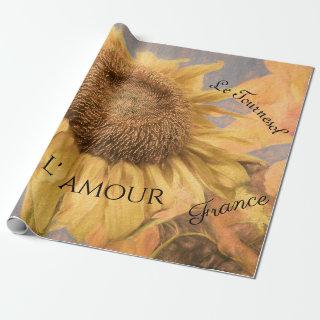 Giant Sunflowers Country Yellow Grey Script