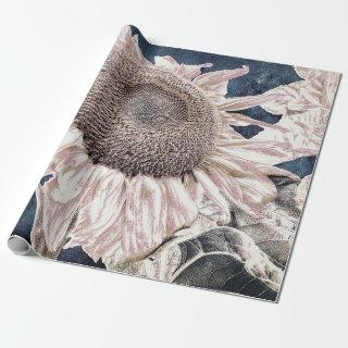 Giant Sunflowers Vintage Grey Sepia Decoupage