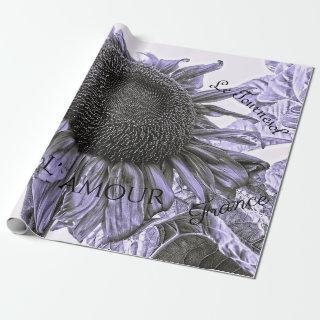 Giant Sunflowers Vintage Purple Decoupage Script