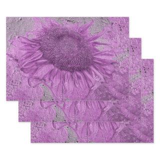 Giant Sunflowers Vintage Purple Gray Texture  Sheets