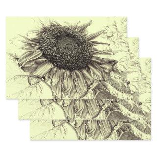 Giant Sunflowers Vintage Retro Yellow Decoupage  Sheets
