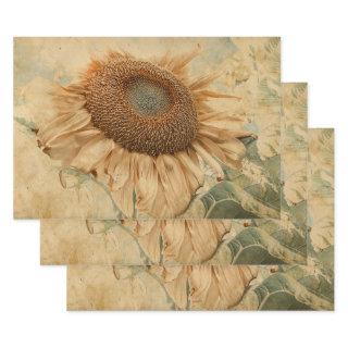 Giant Sunflowers Yellow Old Vintage Decoupage Art  Sheets