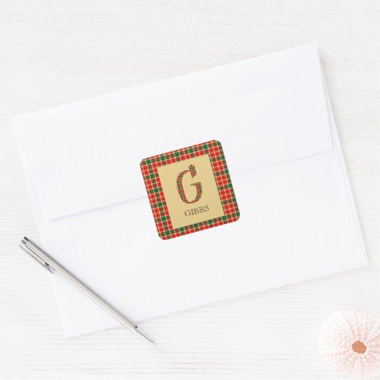 Gibbs Tartan Monogram G   Square Sticker