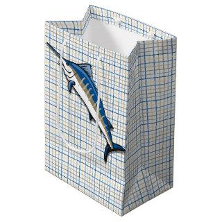 Gift Bag - Blue Marlin on Plaid