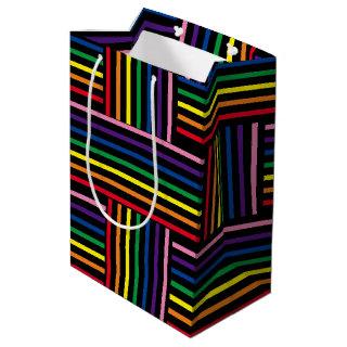 Gift Bag - Interlaced Rainbow Colored Ribbons