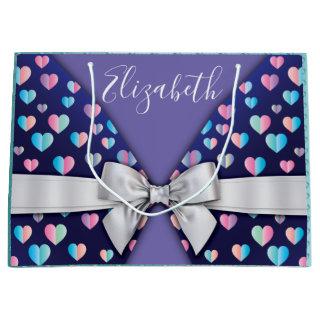 Gift Bag with Bow and Heart Speckles