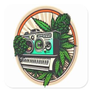 gift for music&weed lovers square sticker