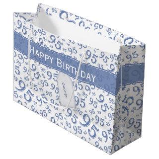Gift Tag Birthday 95 Random Number Pattern Blue Large Gift Bag