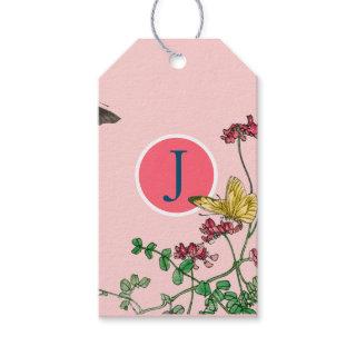 GIFT TAG JAPANESE BUTTERFLIES CUSTOM INITIAL