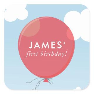 GIFT TAG LABEL cute bold red balloon blue sky