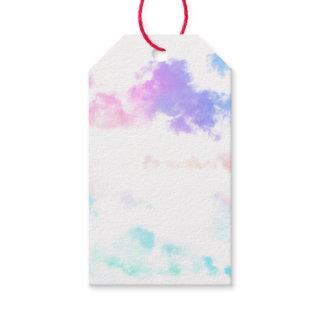 GIFT TAG MULTI COLORED CLOUDS ON A WHITE SKY