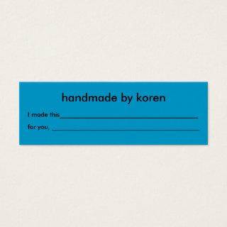 Gift tag with blank care instructions