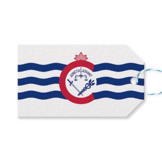 Gift Tag with Flag of Cincinnati City, USA