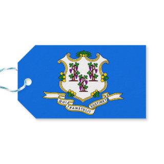 Gift Tag with Flag of Connecticut, USA