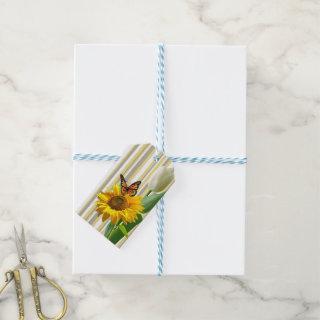 Gift Tags Sunflowers White Tulip Butterfly