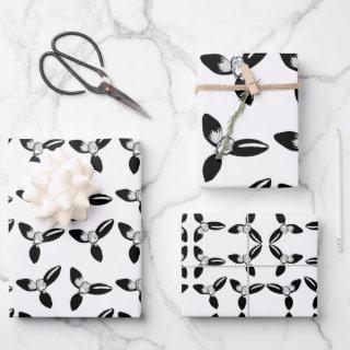Gift Wrap Sheets Black and White Christmas Floral