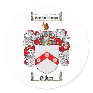 GILBERT FAMILY CREST -  GILBERT COAT OF ARMS CLASSIC ROUND STICKER