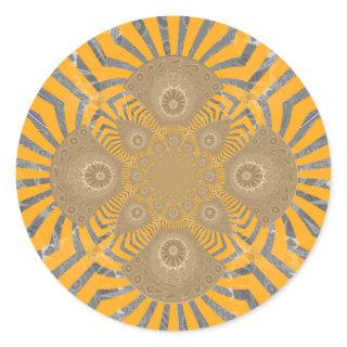 Gilded Zephyr: Elegance in Golden Yellow & Chrome Classic Round Sticker
