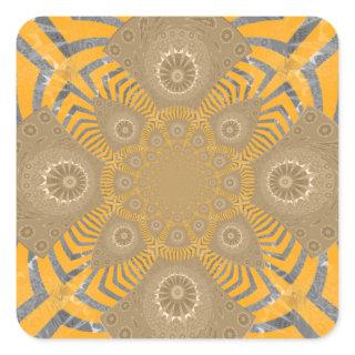 Gilded Zephyr: Elegance in Golden Yellow & Chrome Square Sticker