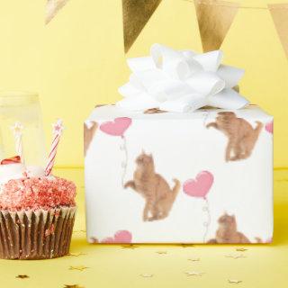 Ginger Cat With Pink Balloon