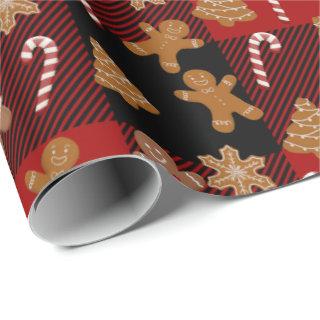 Gingerbread Cookies and Candy Canes on Plaid