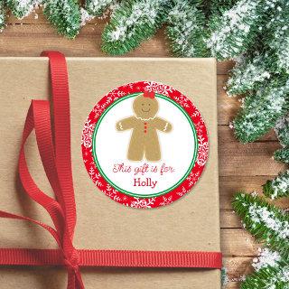 Gingerbread Girl Kids Gift Tag Christmas Sticker