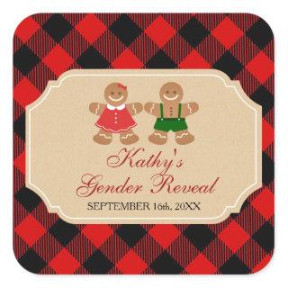 Gingerbread Holiday Gender Reveal Square Sticker