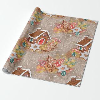 Gingerbread House & Cookies Gift Wrap Paper