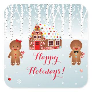 Gingerbread House party  Square Stickers