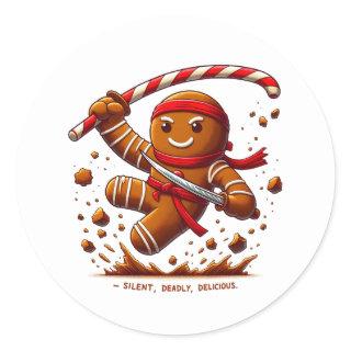 Gingerbread Ninja Classic Round Sticker