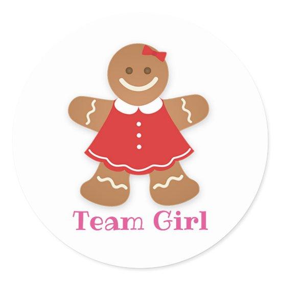 Gingerbread TEAM GIRL Gender Reveal Game Labels