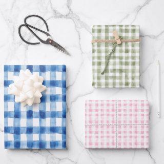 Gingham Check Pattern Blue Pink Sage Green  Sheets