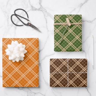 Gingham Pattern On Forest Green Orange Dark Brown  Sheets