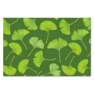 Ginkgo pattern on dark green tissue paper