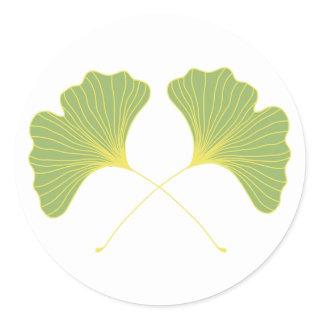 Ginkgo Tree Spring Green Leaves Classic Round Sticker