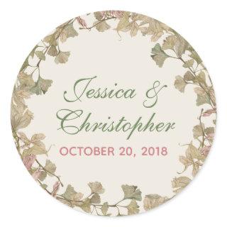 Ginkgo Watercolor Floral Wedding Sticker