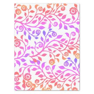 Gipsy Swirly Flowers Pattern Holographic Pink Tissue Paper