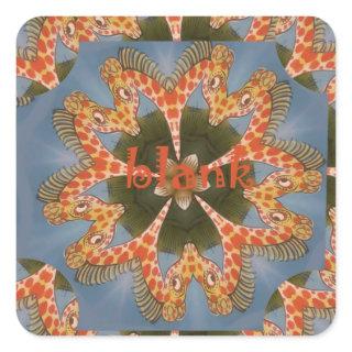 Giraffe Abstract Art Print Square Sticker