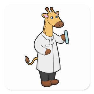 Giraffe as Doctor with Test tube Square Sticker